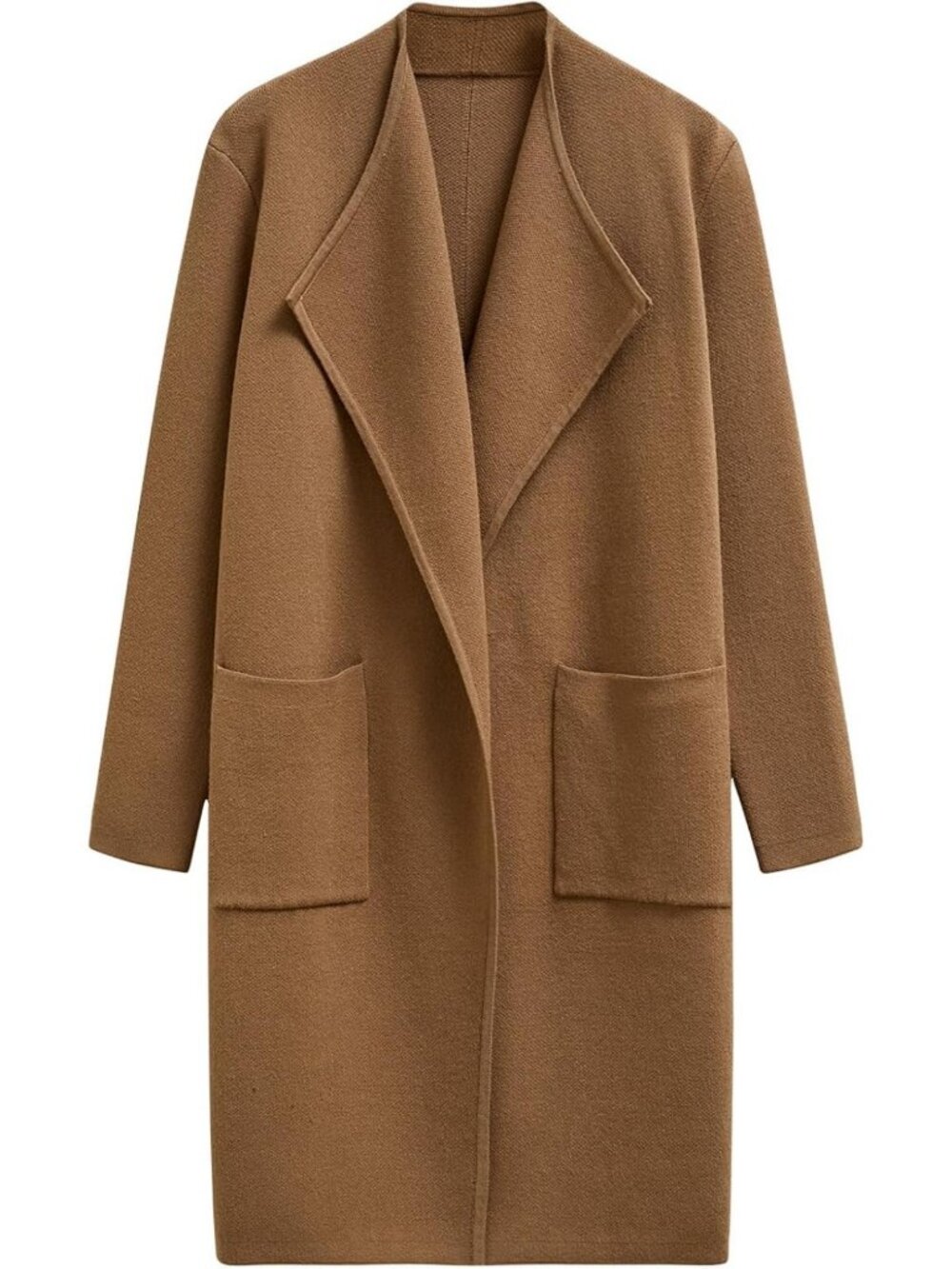 Chic Open Front Knit Cardigan with Pockets | Long Sleeve Chunky Sweater Coat